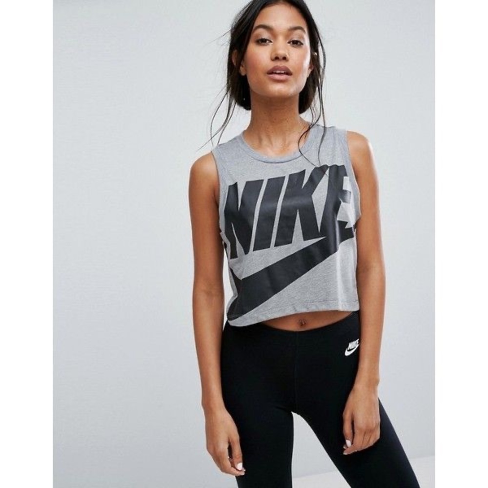 Grey Nike Logo Crop Tank